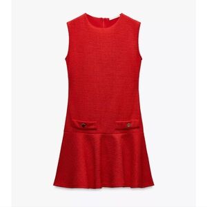 Zara Red Textured Mini Dress